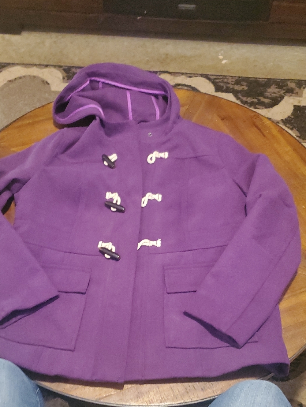 Old Navy Purple Hooded Toggle Pea Coat